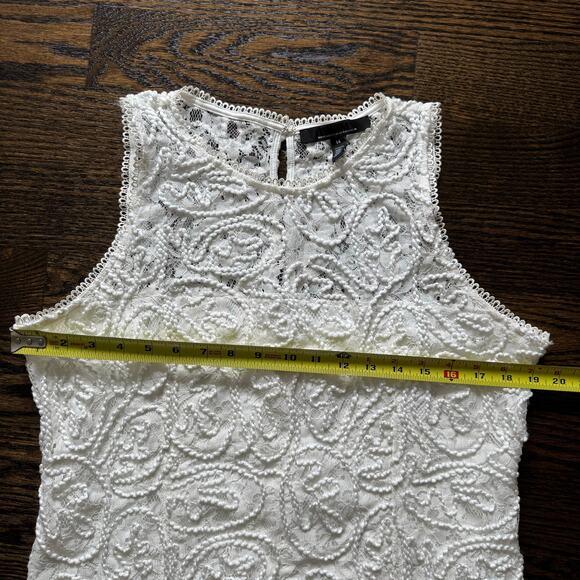 WHBM Sleeveless Blouse Lace Shell Embroidered Ecru Size 14 NEW - Picture 5 of 14